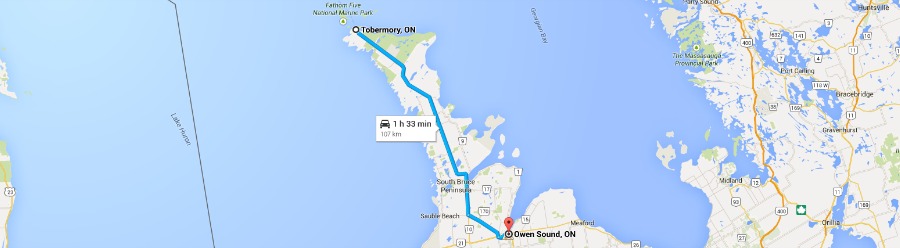 Tobermory to Own Sound map